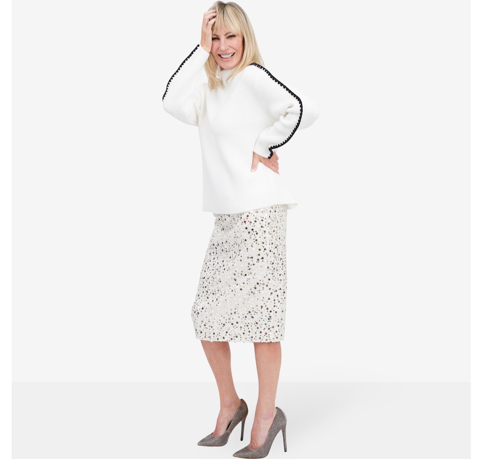 Image 104049_ALTMORE3.jpg, Product 104-049 / Price $160.00, Brian Bailey Knit Mockneck Top with Contrast Crochet Sleeve Detail from Brian Bailey on TSC.ca's Fashion department