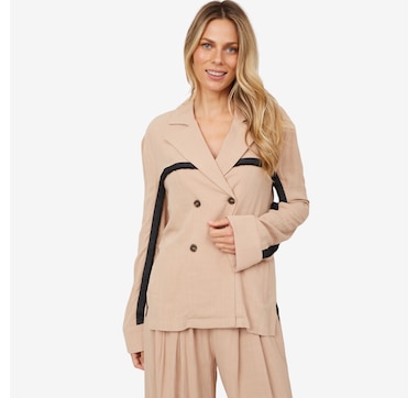 Jhoan Sebastian Grey Linen Blend Cropped Blazer