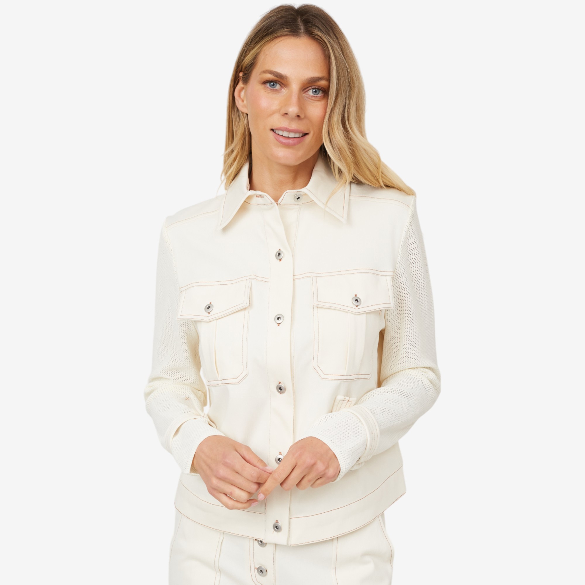 Jhoan Sebastian Grey Knit Denim Mixed Media Jacket with Mesh