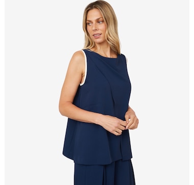 Product 104-087 / Price $89.90 , Jhoan Sebastian Grey Stretch Crepe Sleeve Twill Top