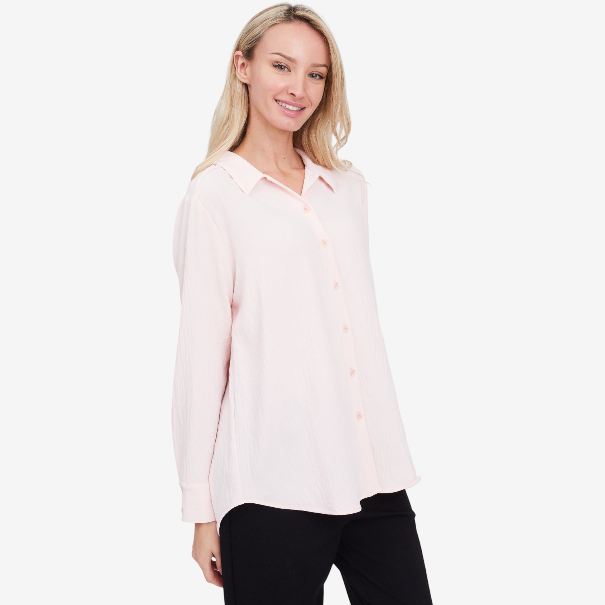 Kim & Co. Crinkle Poplin Kim's Relaxed Long Sleeve Shirt - TSC.ca