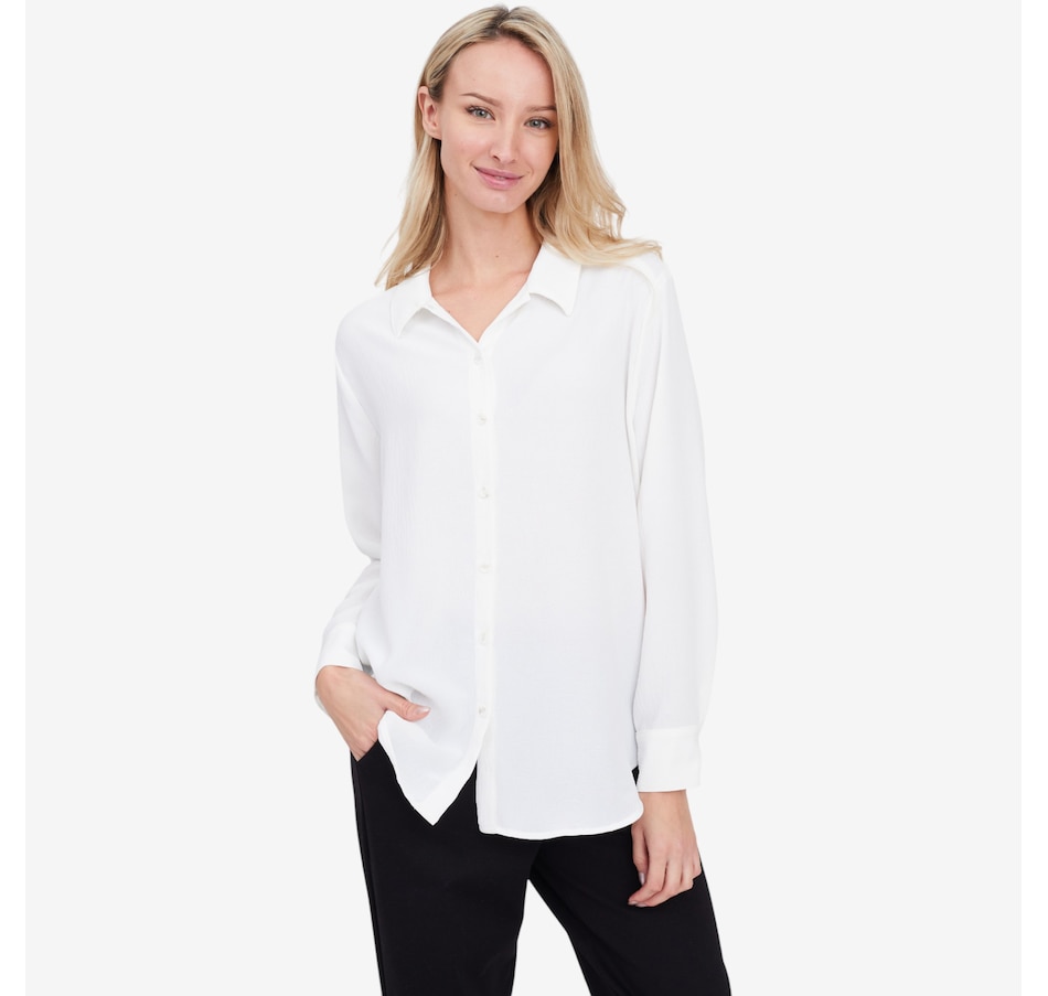 Image 104126_ECR.jpg, Product 104-126 / Price $39.99, Kim & Co. Crinkle Poplin Kim's Relaxed Long Sleeve Shirt from Kim & Co. on TSC.ca's Fashion department