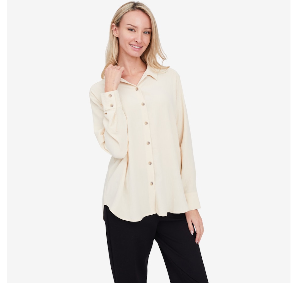 Image 104126_LTSAN.jpg, Product 104-126 / Price $39.99, Kim & Co. Crinkle Poplin Kim's Relaxed Long Sleeve Shirt from Kim & Co. on TSC.ca's Fashion department