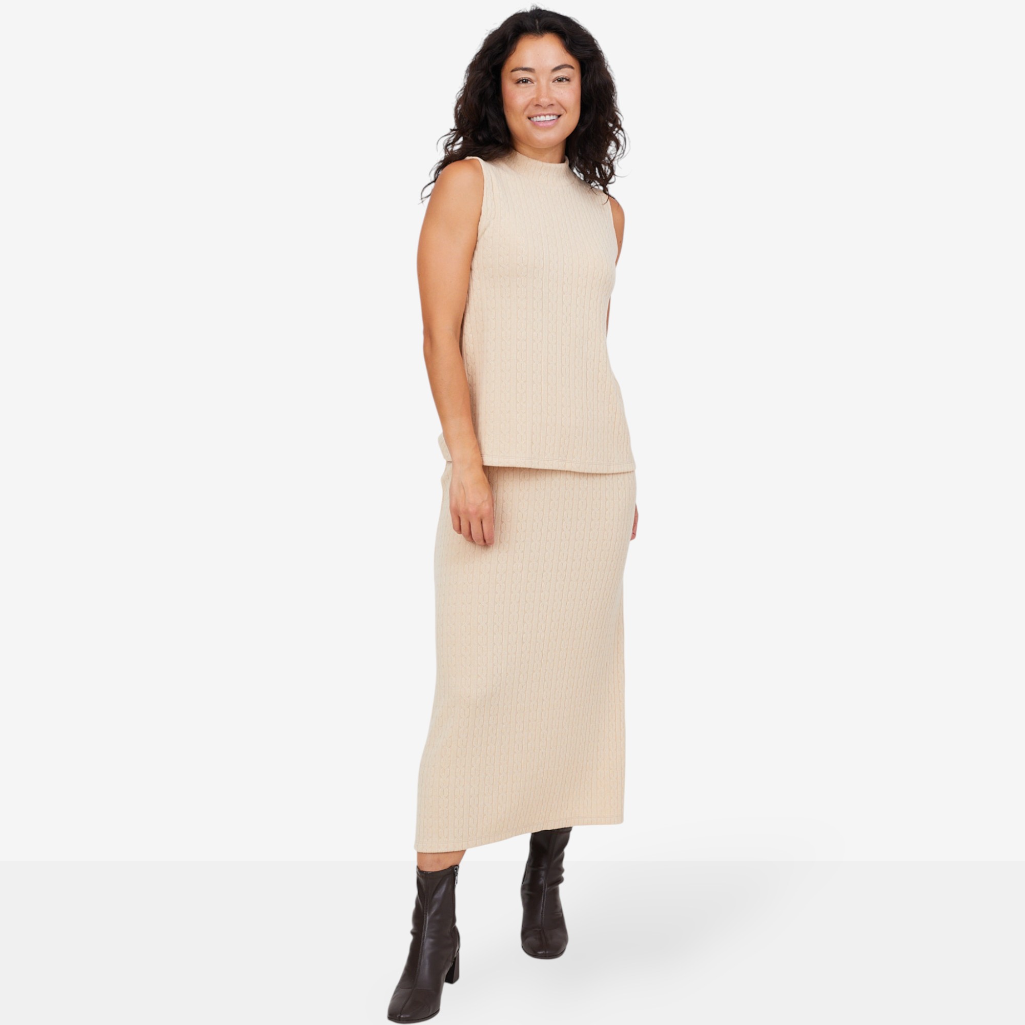 Kim & Co. Soft Cable Knit Long A-Line Skirt - TSC.ca
