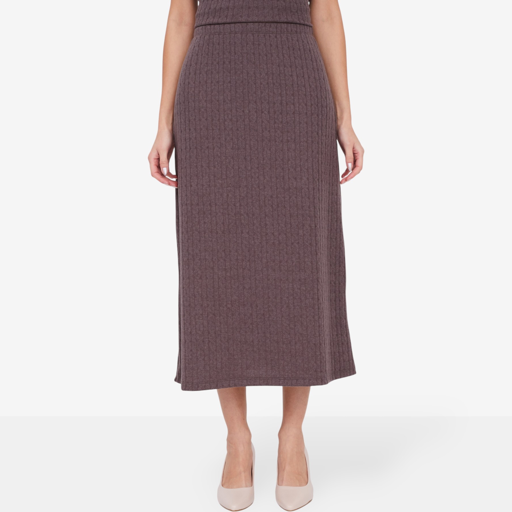 Kim & Co. Soft Cable Knit Long A-Line Skirt - TSC.ca