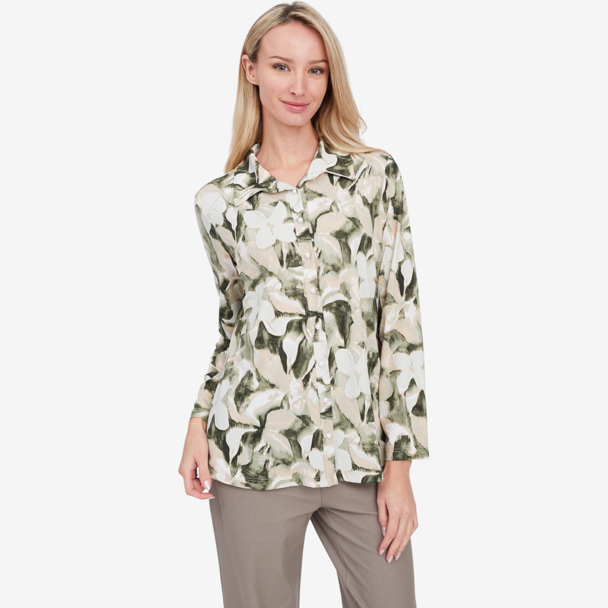 Kim & Co. Printed Brazil Knit Long Sleeve Shirt - TSC.ca