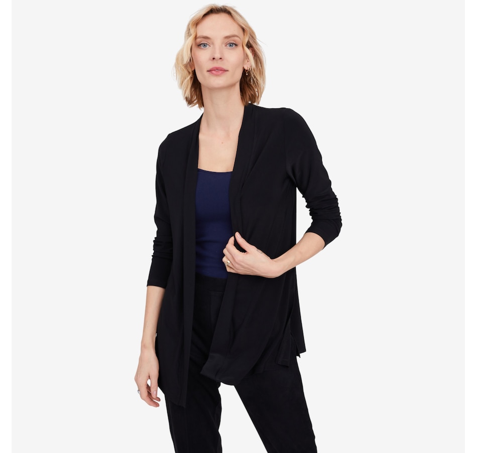Image 104145_BLK.jpg, Product 104-145 / Price $54.88, Kim & Co. Deluxe Brazil Knit Long Sleeve Cardigan with Side Slits from Kim & Co. on TSC.ca's Fashion department
