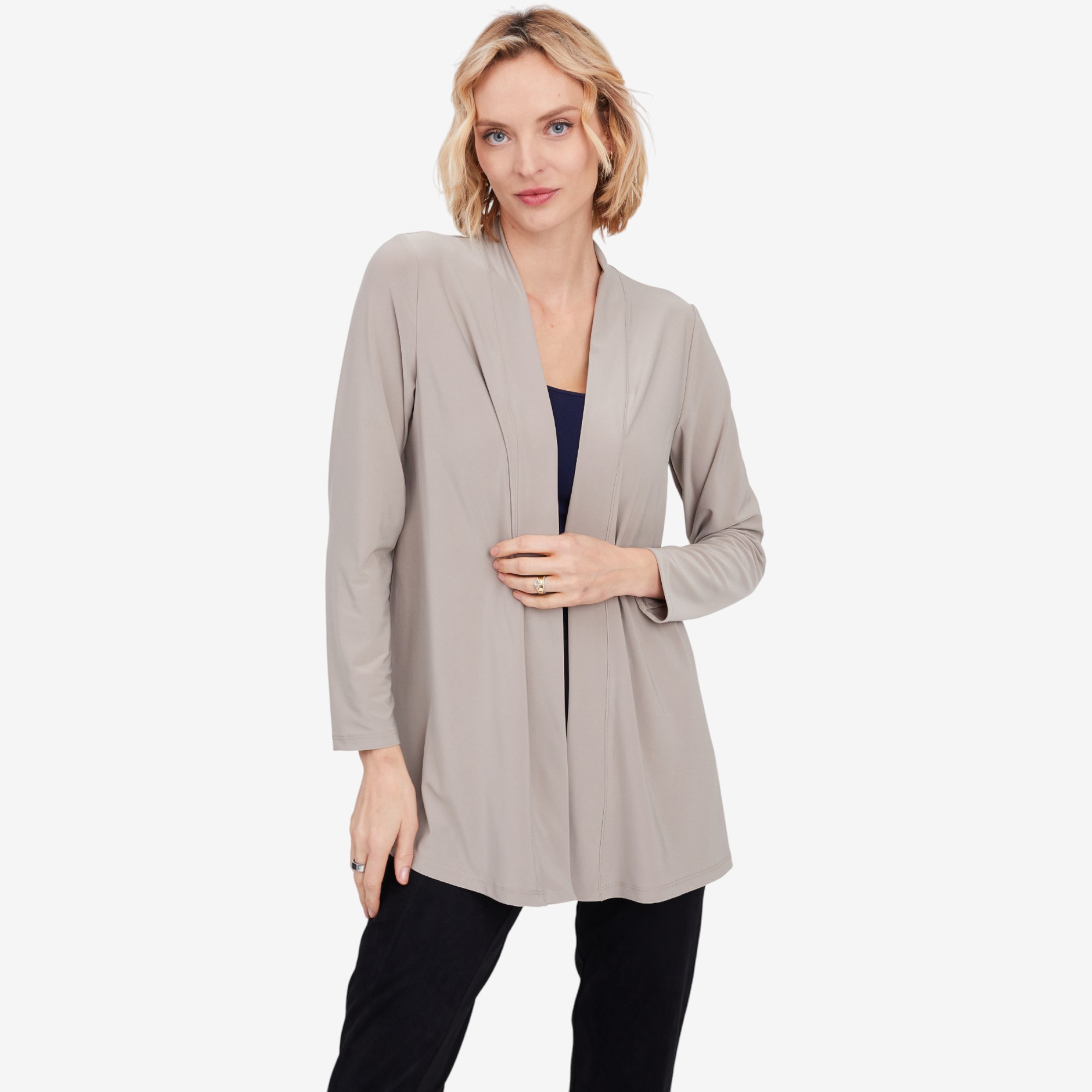 Kim & Co. Deluxe Brazil Knit Long Sleeve Cardigan with Side Slits