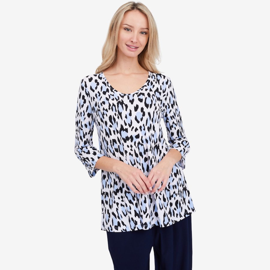 Image 104146_BLUAN.jpg, Product 104-146 / Price $29.33, Kim & Co. Deluxe Brazil Knit 3/4 Length Sleeve Sweet V-Neck Tunic from Kim & Co. on TSC.ca's Fashion department