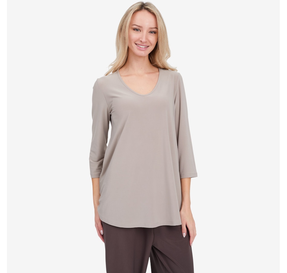 Image 104146_STN.jpg, Product 104-146 / Price $49.99, Kim & Co. Deluxe Brazil Knit 3/4 Length Sleeve Sweet V-Neck Tunic from Kim & Co. on TSC.ca's Fashion department