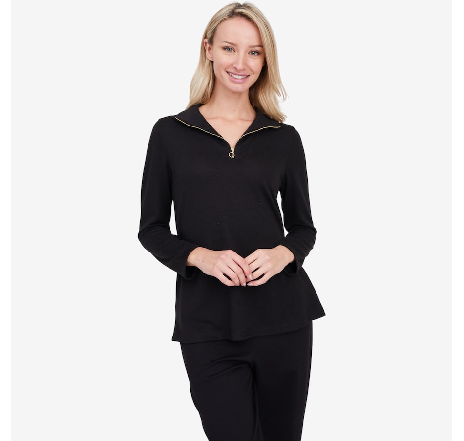 Image 104148_ALTMORE2.jpg, Product 104-148 / Price $69.99, Kim & Co. Soft Touch Zip Detail Top from Kim & Co. on TSC.ca's Fashion department