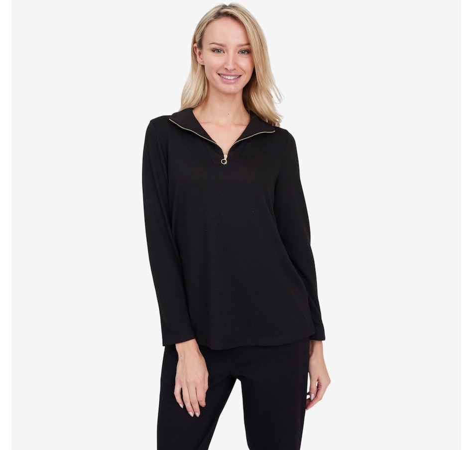 Image 104148_BLK.jpg, Product 104-148 / Price $69.99, Kim & Co. Soft Touch Zip Detail Top from Kim & Co. on TSC.ca's Fashion department