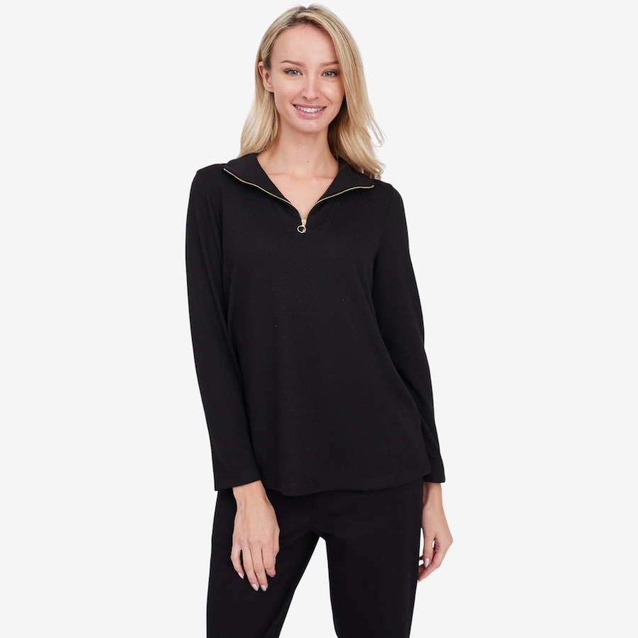 Image 104148_BLK.jpg, Product 104-148 / Price $39.88, Kim & Co. Soft Touch Zip Detail Top from Kim & Co. on TSC.ca's Fashion department