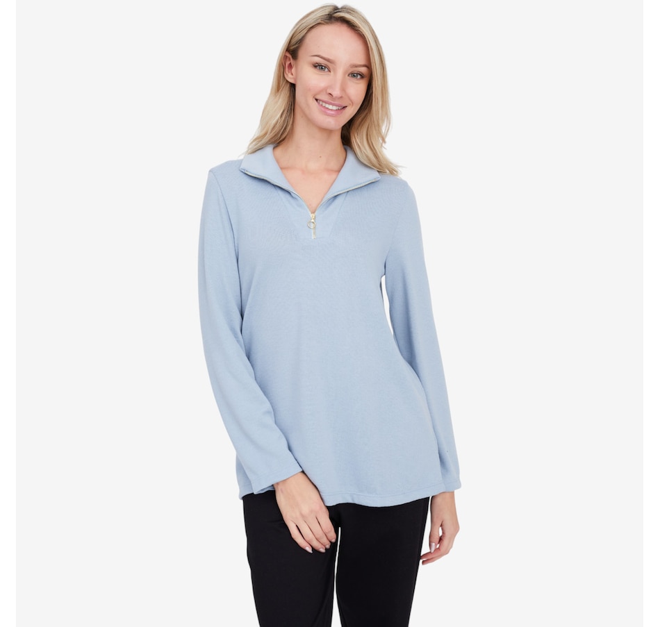 Image 104148_DUSBE.jpg, Product 104-148 / Price $69.99, Kim & Co. Soft Touch Zip Detail Top from Kim & Co. on TSC.ca's Fashion department