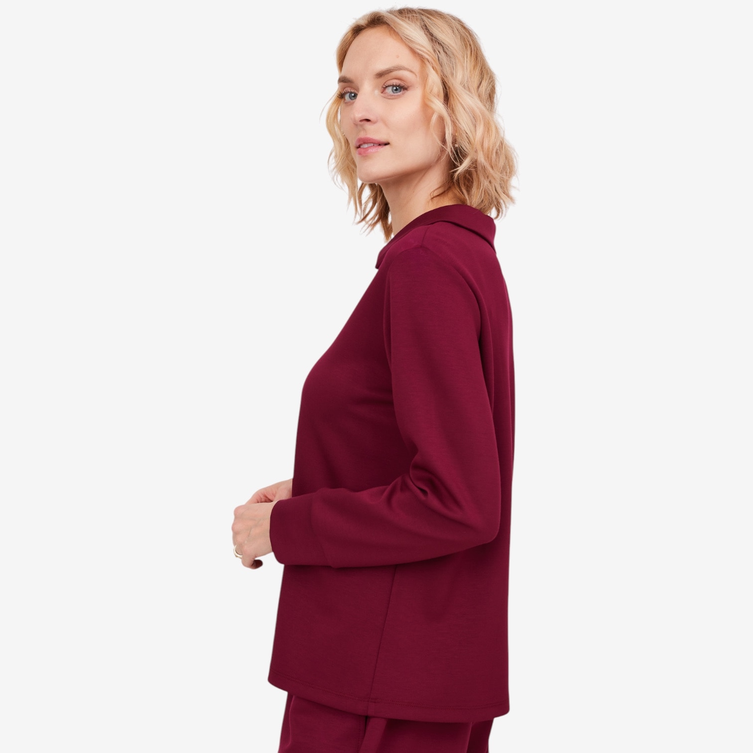 新品24-25NOVMBR LIVER 156cm Legacy Modal Scuba Johnny Collar Top - TSC.ca