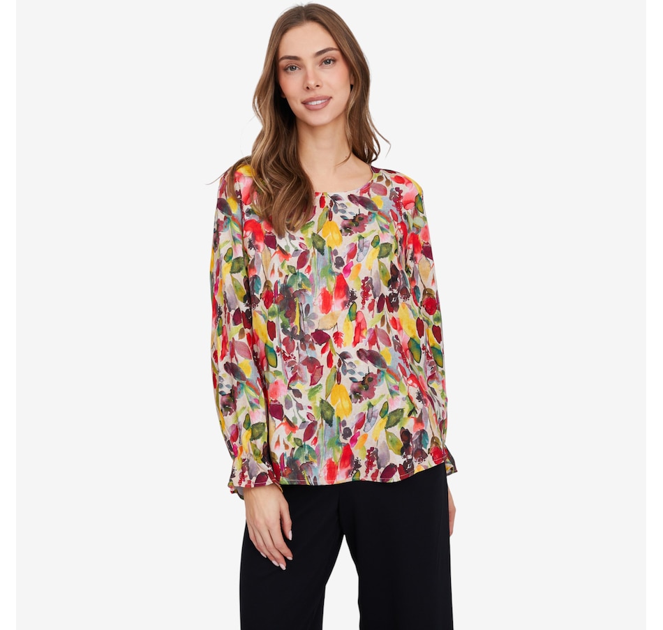 Image 104383_FLOMU.jpg, Product 104-383 / Price $79.99, Mr. Max Micro Crepe Blouse with Romantic Sleeve Detail from Mr. Max on TSC.ca's Fashion department