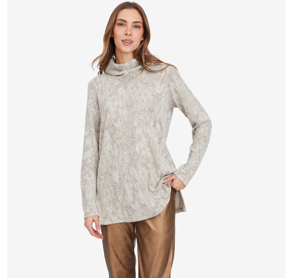 Image 104387_NTM.jpg, Product 104-387 / Price $79.99, Mr. Max Leona Soft Jacquard Knit Cowl Neck Tunic from Mr. Max on TSC.ca's Fashion department