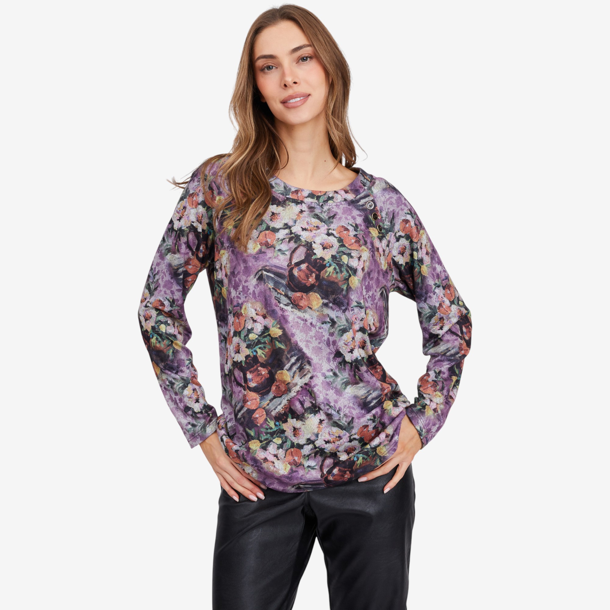 Mr. Max Omega Print Top with Button Detail - TSC.ca