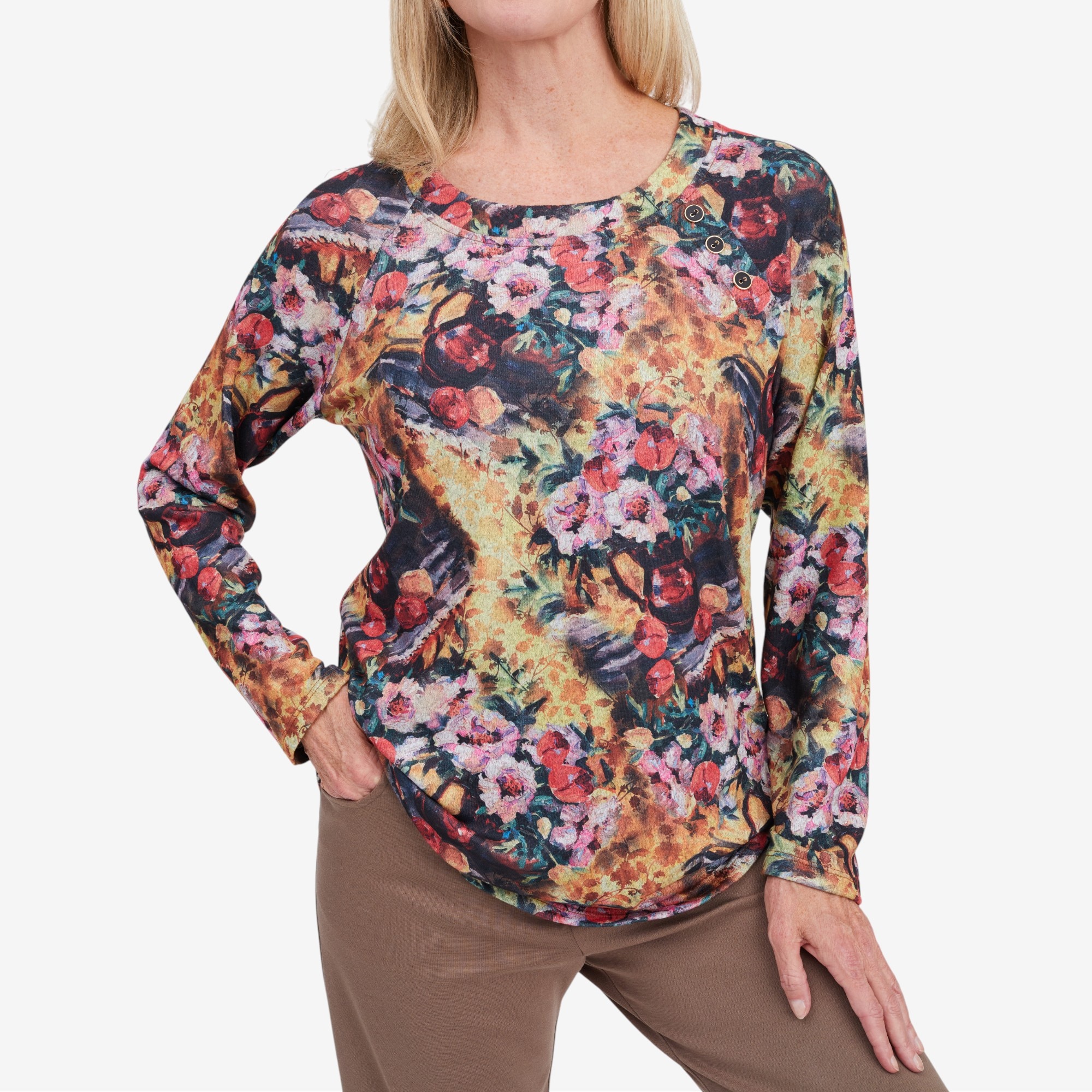 ★t mm★ Mr. Max Omega Print Top with Button Detail - TSC.ca