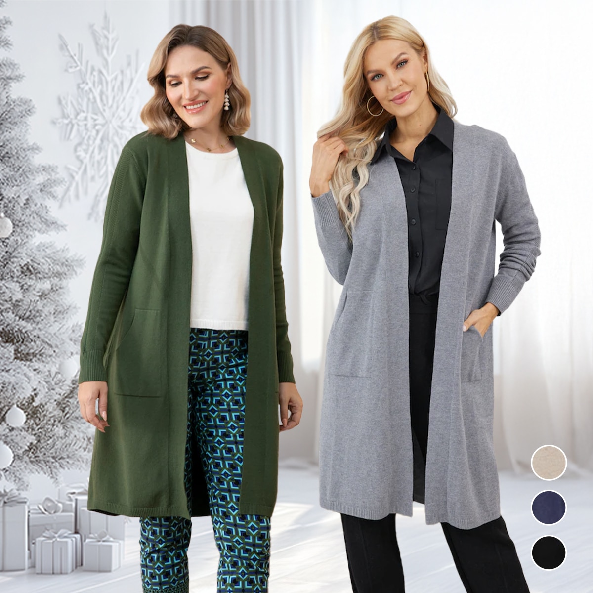 Orange Fashion Village Long Cardigan with Front Patch Pockets - TSC.ca