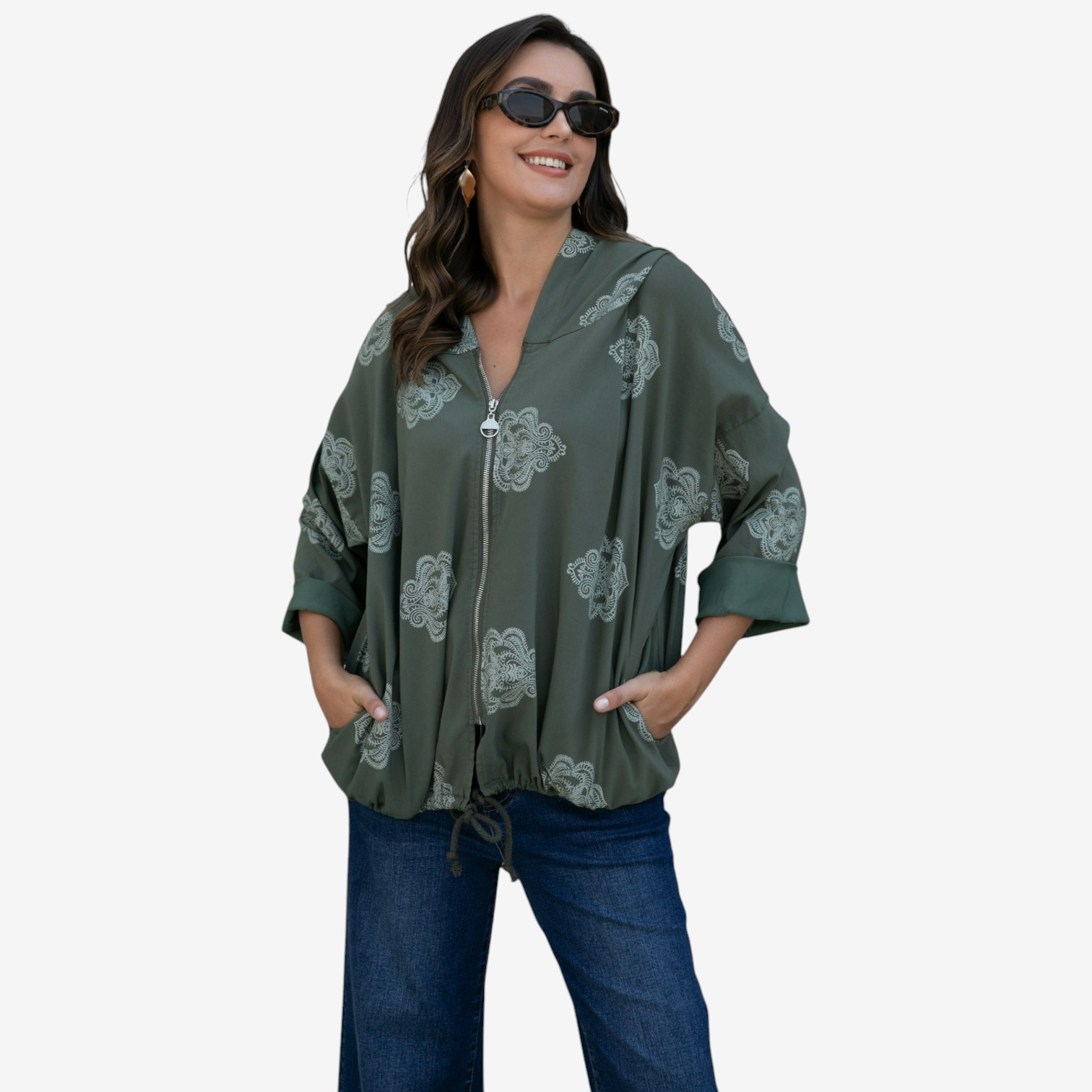 Orange Fashion Ornamental Pattern Jacket - TSC.ca