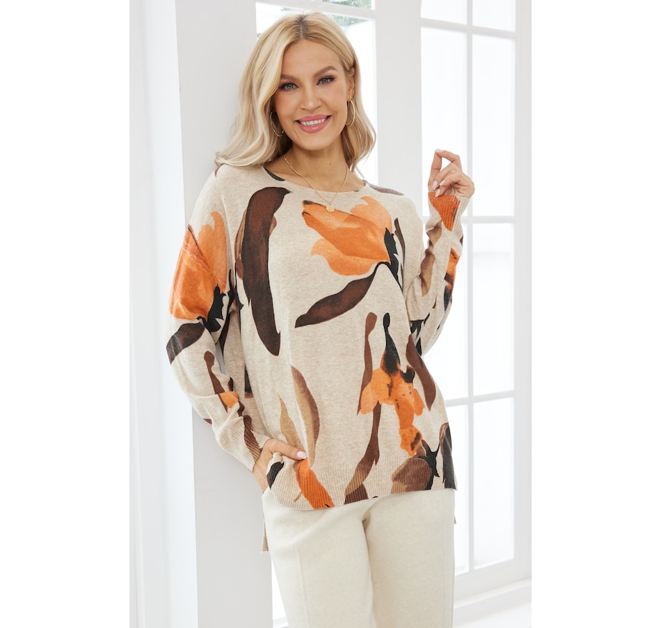 Image 104420_BOE.jpg, Product 104-420 / Price $79.99, Orange Fashion Linda's Printed Cashmere Feel Top from Orange Fashion Village on TSC.ca's Fashion department