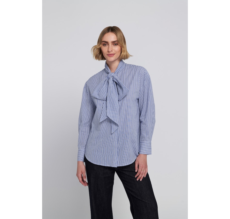 Image 104429_ALTMORE1.jpg, Product 104-429 / Price $109.00, ELLE Stripe Bow Blouse from ELLE on TSC.ca's Fashion department