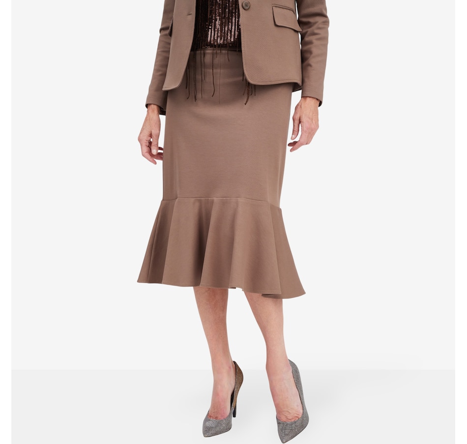 Image 104433_TPE.jpg, Product 104-433 / Price $99.88, Brian Bailey Ponte Flounce Skirt from Brian Bailey on TSC.ca's Fashion department