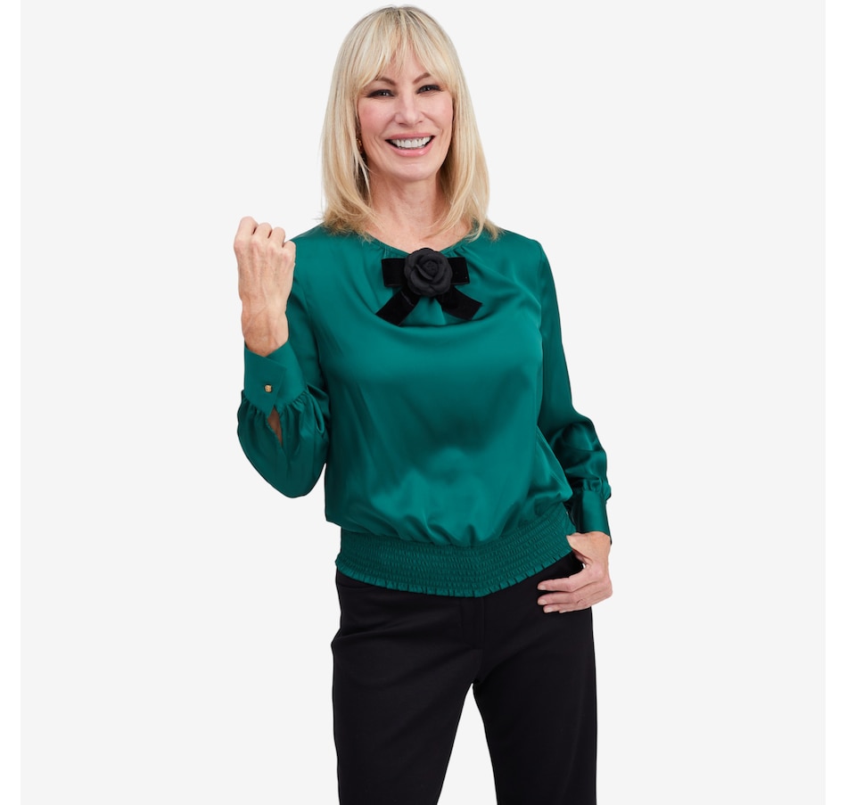 Image 104434_TLE.jpg, Product 104-434 / Price $140.00, Brian Bailey Satin Blouse from Brian Bailey on TSC.ca's Fashion department