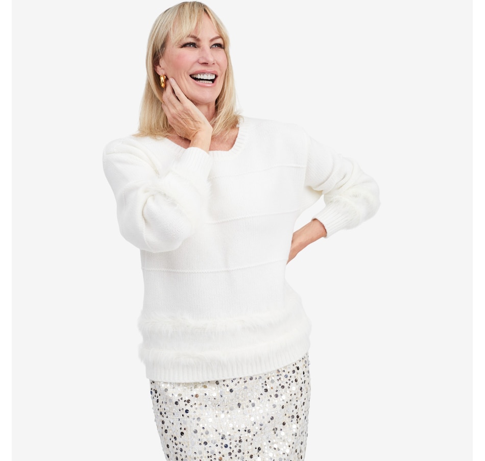 Image 104436_IVR.jpg, Product 104-436 / Price $130.00, Brian Bailey Faux Fur Trim Sweater from Brian Bailey on TSC.ca's Fashion department