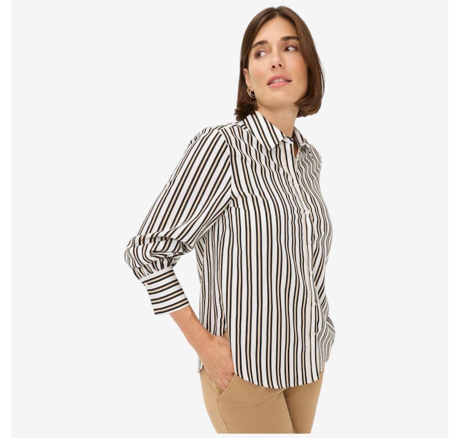Image 104444_BLK.jpg, Product 104-444 / Price $248.00, Brax Viscose Stripe Top from Brax on TSC.ca's Fashion department