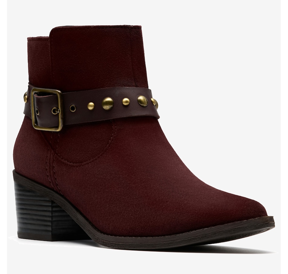 Image 104455_MRL.jpg, Product 104-455 / Price $200.00, Clarks Morzine Buckle Suede Ankle Boot from Clarks Footwear on TSC.ca's Shoes department
