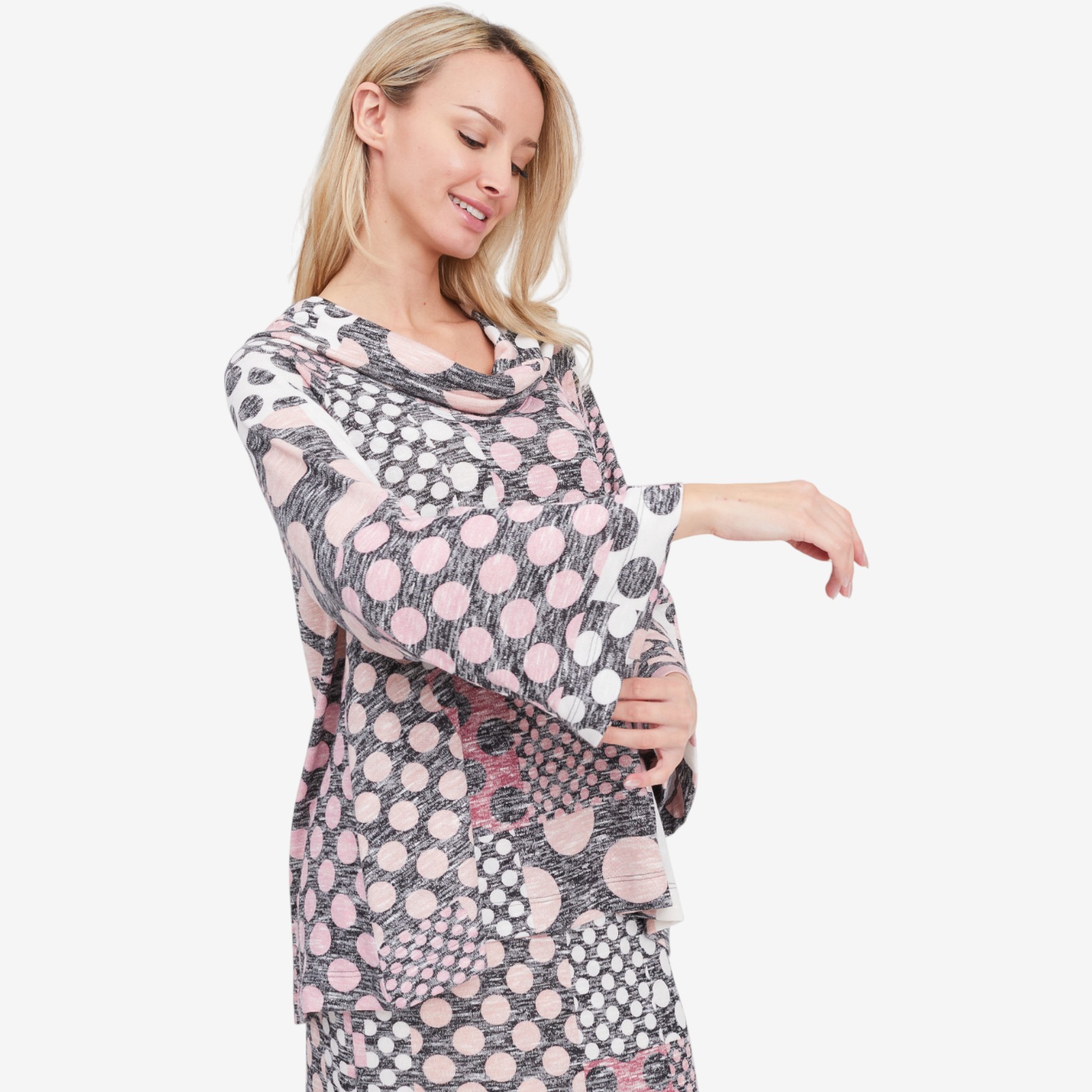 Marallis Draped Collar Raglan Flare Silhouette Sweater Knit Top