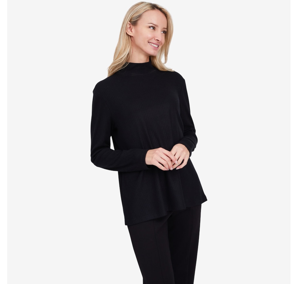 Image 104506_BLK.jpg, Product 104-506 / Price $69.99, Marallis Soft Mock Neck Sweater Knit Flare Top from Marallis on TSC.ca's Fashion department