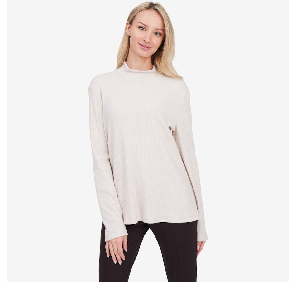 Image 104506_LTSAN.jpg, Product 104-506 / Price $69.99, Marallis Soft Mock Neck Sweater Knit Flare Top from Marallis on TSC.ca's Fashion department