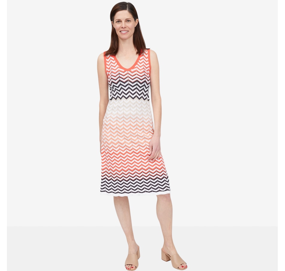 Image 104534_COMU.jpg, Product 104-534 / Price $155.00, Why Not Zig Zag Knit Sleeveless Long Dress with Side Slits from Why Not on TSC.ca's Fashion department