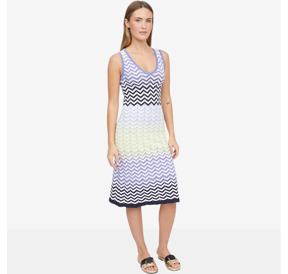 Image 104534_NVM.jpg, Product 104-534 / Price $155.00, Why Not Zig Zag Knit Sleeveless Long Dress with Side Slits from Why Not on TSC.ca's Fashion department