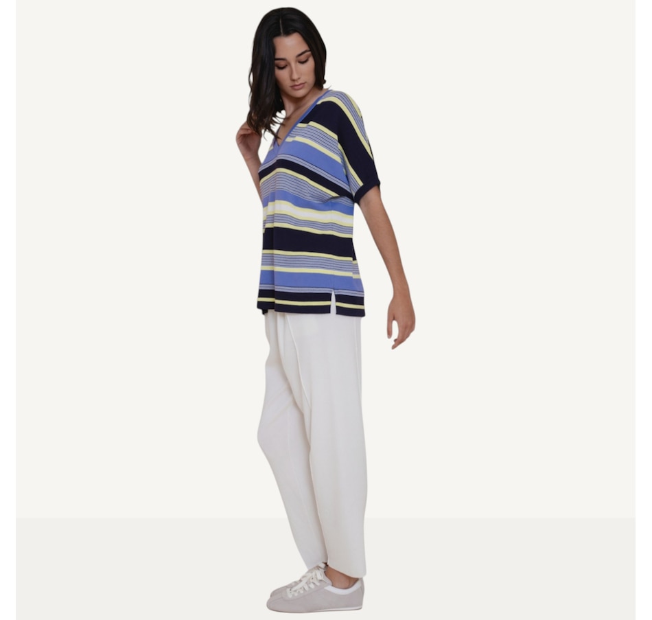 Image 104537_ALTMORE1.jpg, Product 104-537 / Price $105.00, Why Not Loose Fit Deep V-Neck Multi-Stripe Top from Why Not on TSC.ca's Fashion department