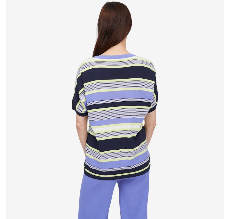 Image 104537_ALTMORE2.jpg, Product 104-537 / Price $105.00, Why Not Loose Fit Deep V-Neck Multi-Stripe Top from Why Not on TSC.ca's Fashion department