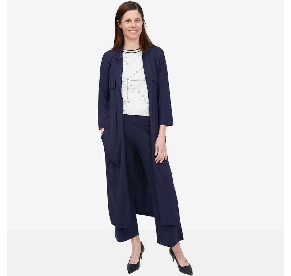 Image 104538_NVY.jpg, Product 104-538 / Price $140.00, Why Not Long Sleeve Cardigan with Pockets and Side Slits from Why Not on TSC.ca's Fashion department