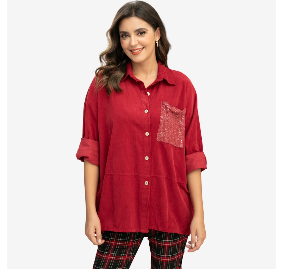 Image 104575_RED.jpg, Product 104-575 / Price $29.33, Orange Fashion Village Corduroy Sequin Top from Orange Fashion Village on TSC.ca's Fashion department