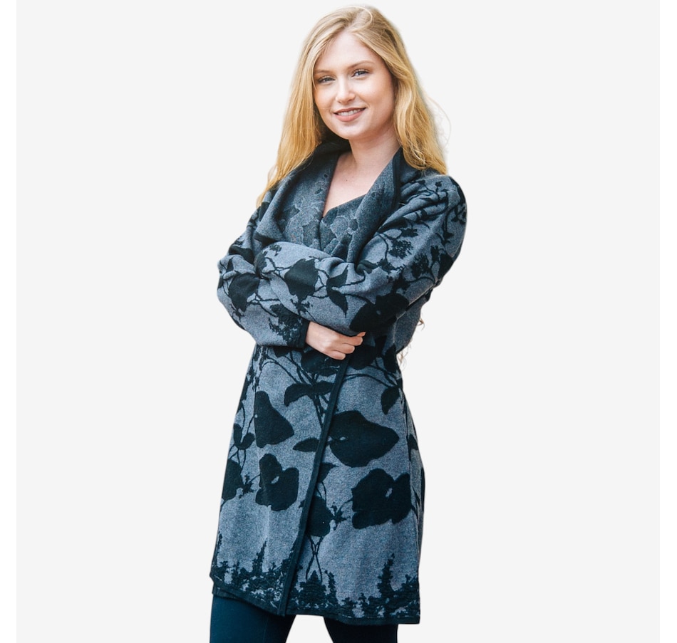 Image 104577_GYB.jpg, Product 104-577 / Price $119.99, Orange Fashion Village Two-Tone Abstract Floral Jacquard Design Coat from Orange Fashion Village on TSC.ca's Fashion department