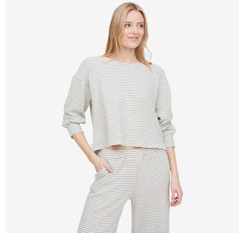 Image 104676_FOGSE.jpg, Product 104-676 / Price $95.00, M Made In Italy Striped Tunic Length Long Sleeve Sweatshirt from M Made in Italy on TSC.ca's Fashion department