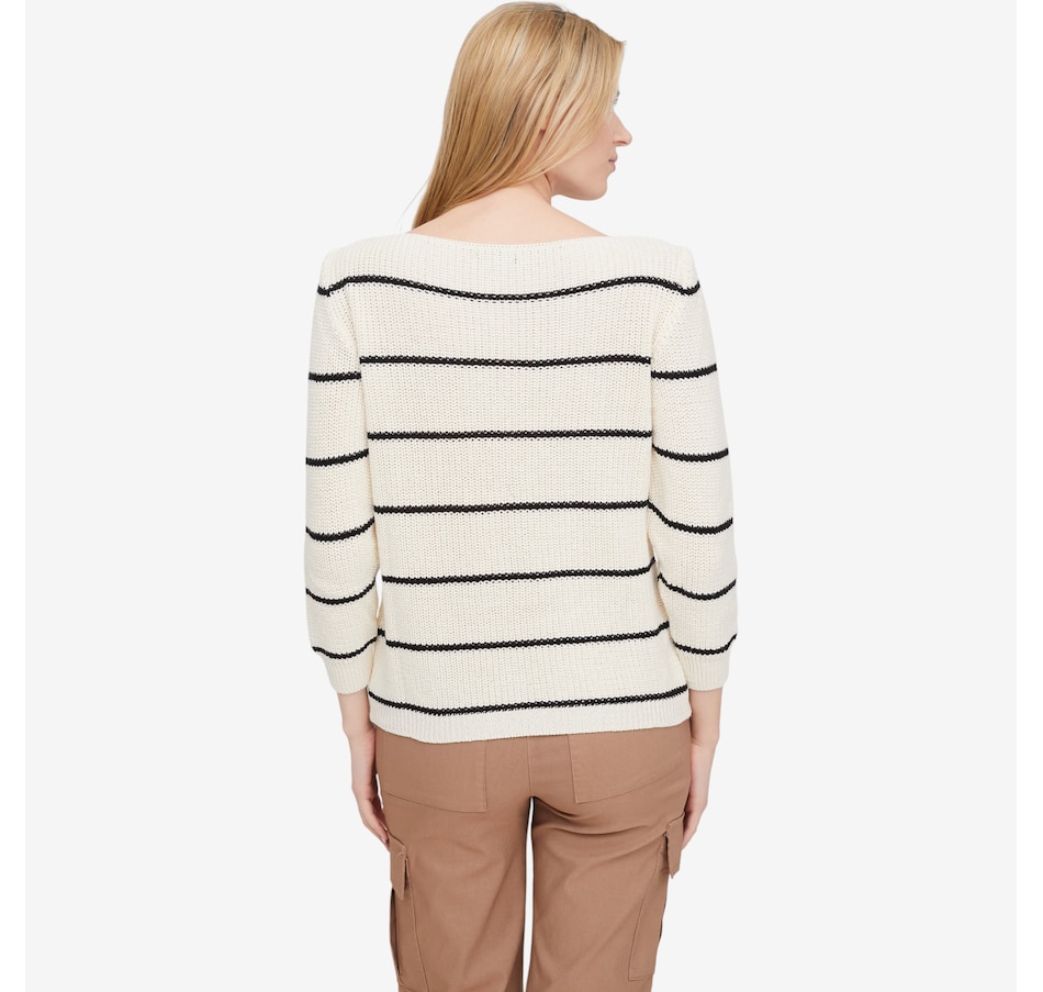 Image 104679_ALTMORE4.jpg, Product 104-679 / Price $75.00, M Made in Italy Knit Striped Boat Neck Sweater from M Made in Italy on TSC.ca's Fashion department