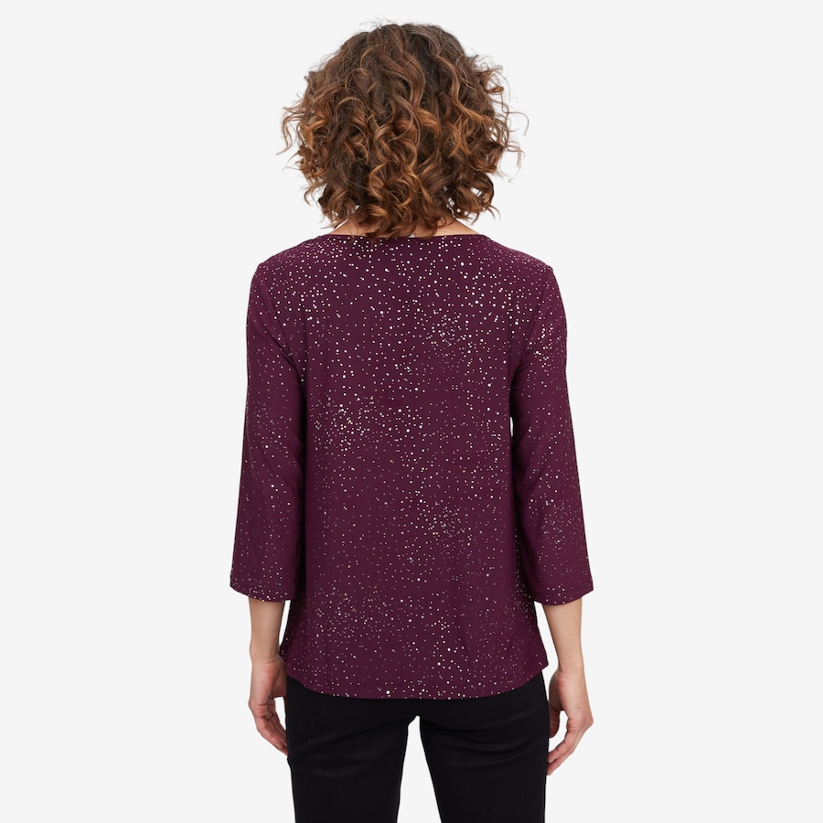 Image 104691_ALTMORE5.jpg, Product 104-691 / Price $19.33, Kim & Co. Foil Brazil Knit 3/4 Sleeve Keyhole Top with Bonus Tie/Bandana from Kim & Co. on TSC.ca's Fashion department