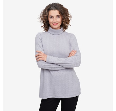 Kim &amp; Co. Soft Cable Knit Turtleneck Tunic
