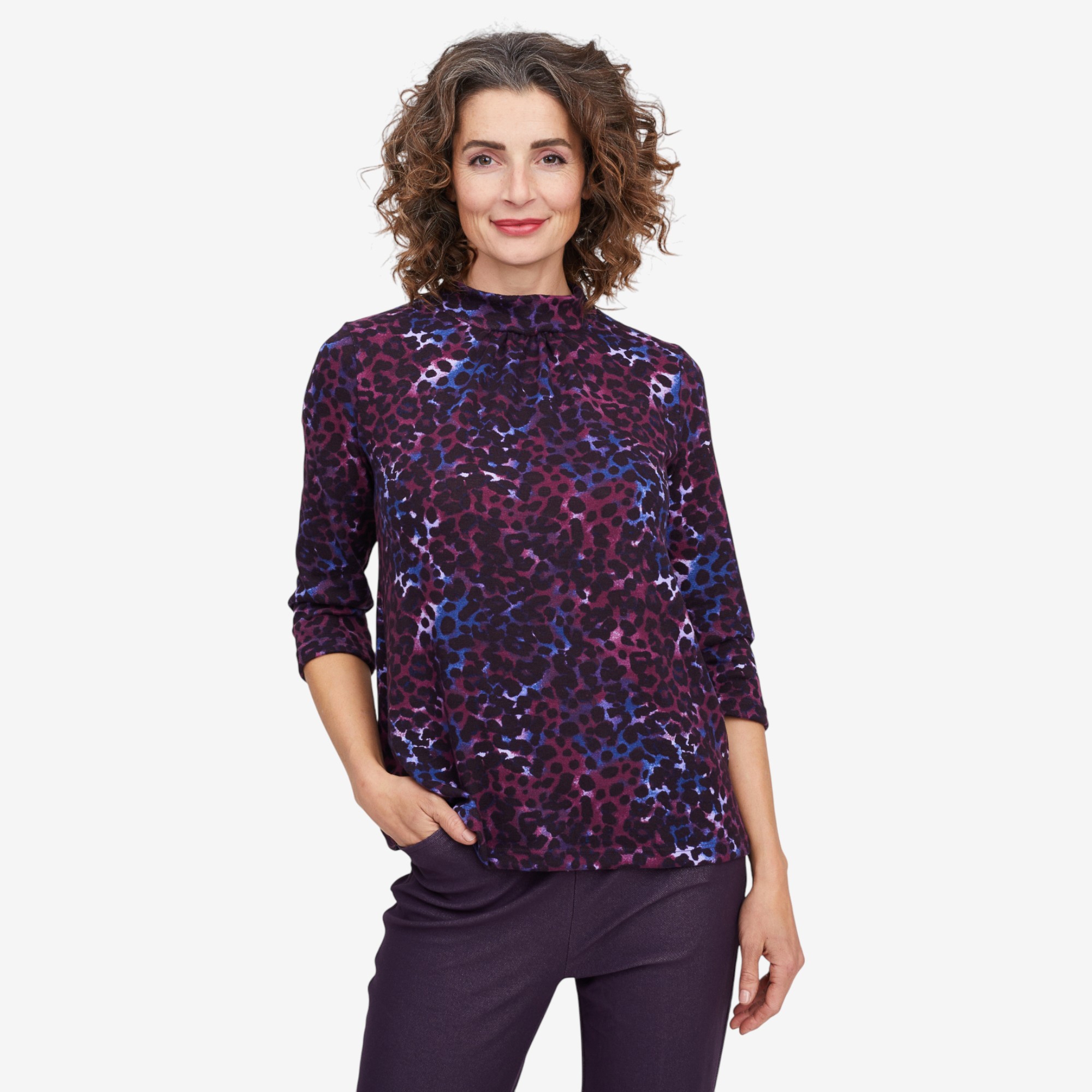 Kim & Co. Soft Touch 3/4 Length Sleeve High Neck Top - TSC.ca