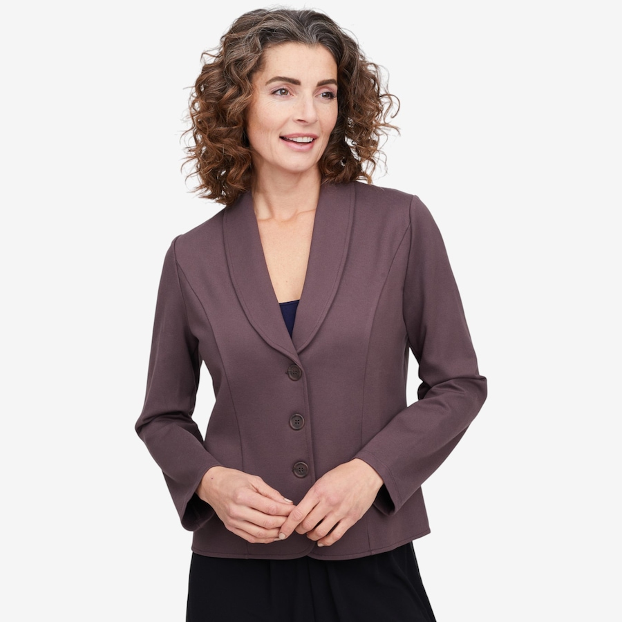 Image 104706_CHBRN.jpg, Product 104-706 / Price $44.88, Kim & Co. Stretch Ponte Long Sleeve Jacket from Kim & Co. on TSC.ca's Fashion department