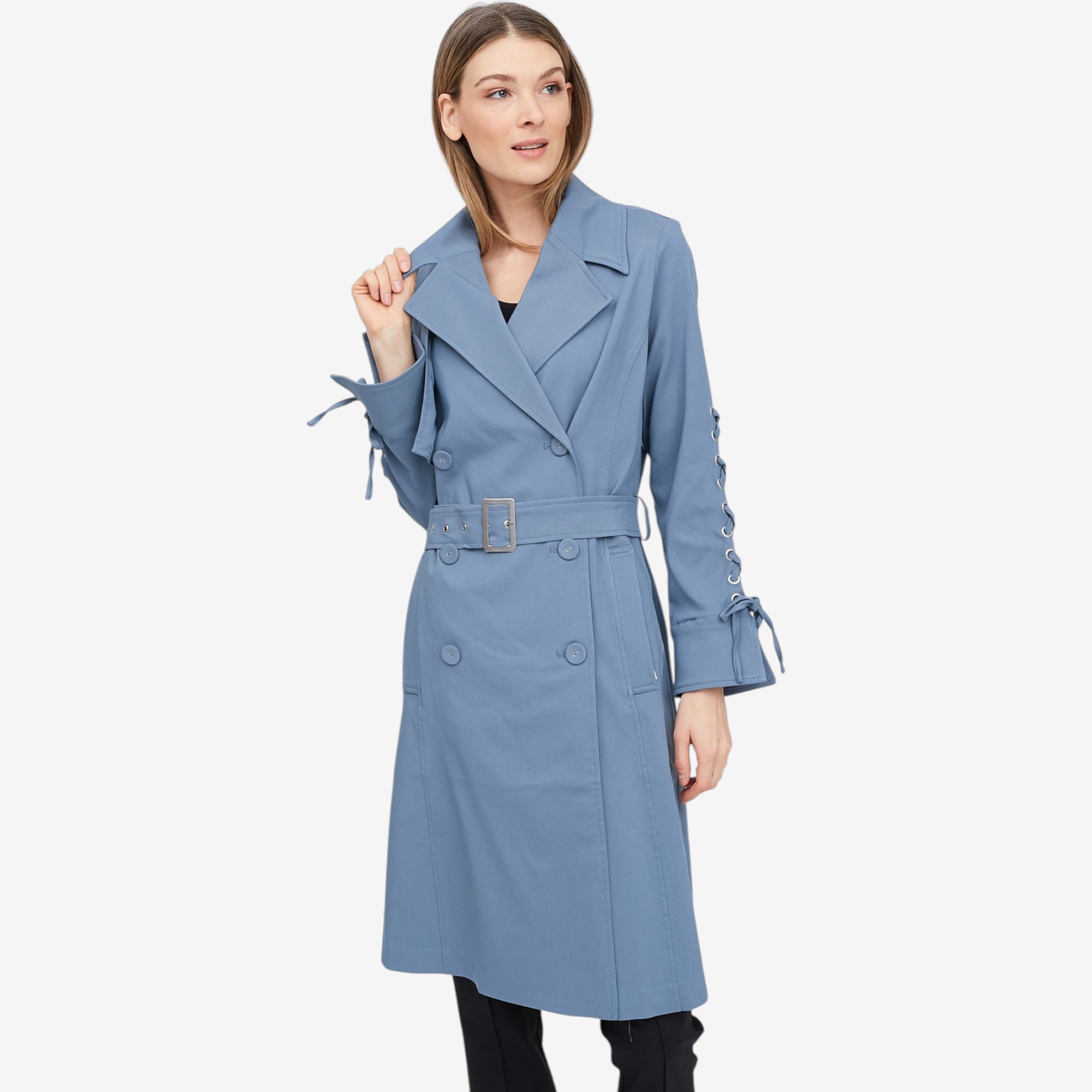 Jhoan Sebastian Grey Stretch Twill Novelty Spring Trench - TSC.ca