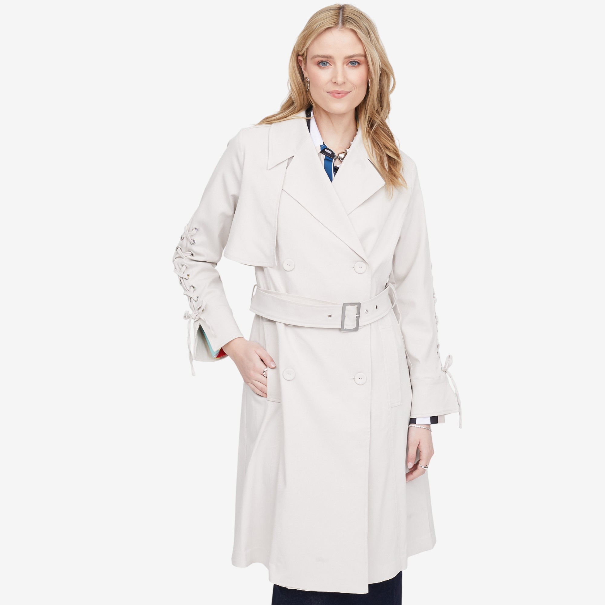 Jhoan Sebastian Grey Stretch Twill Novelty Spring Trench - TSC.ca